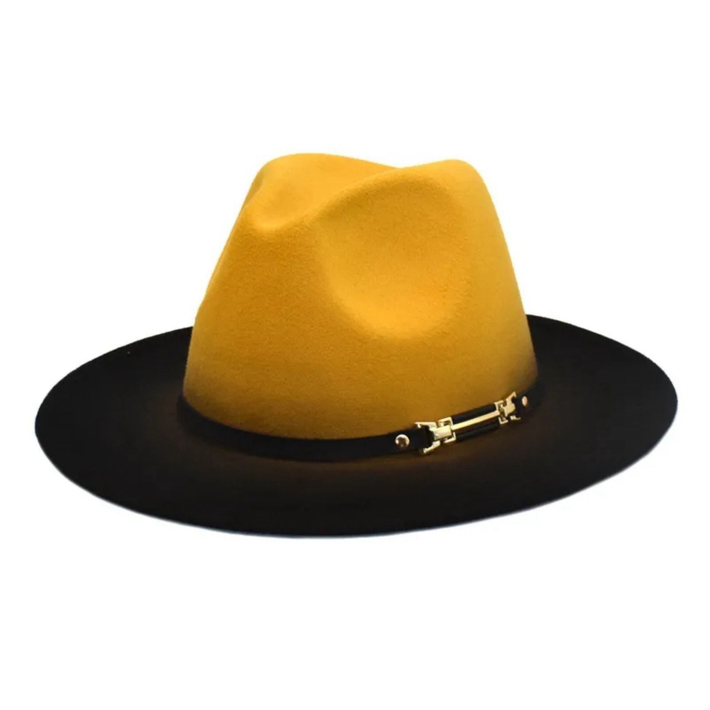 Adjustable Gradient Style Fedora Hat In Yellow